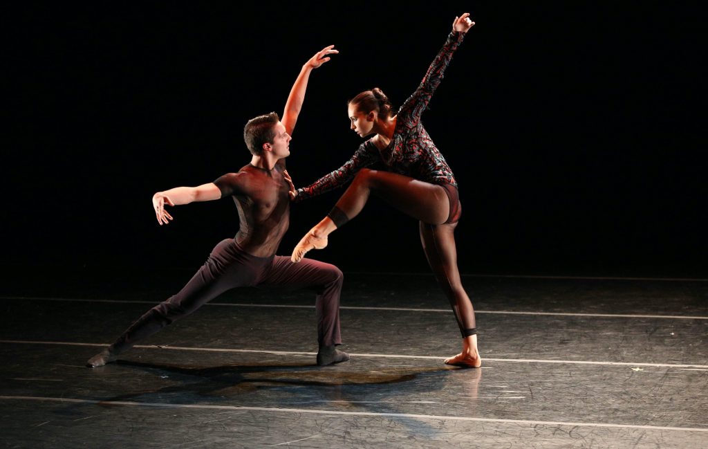 delphi dancers on stage during a final dress rehearsal of Kylian performance.