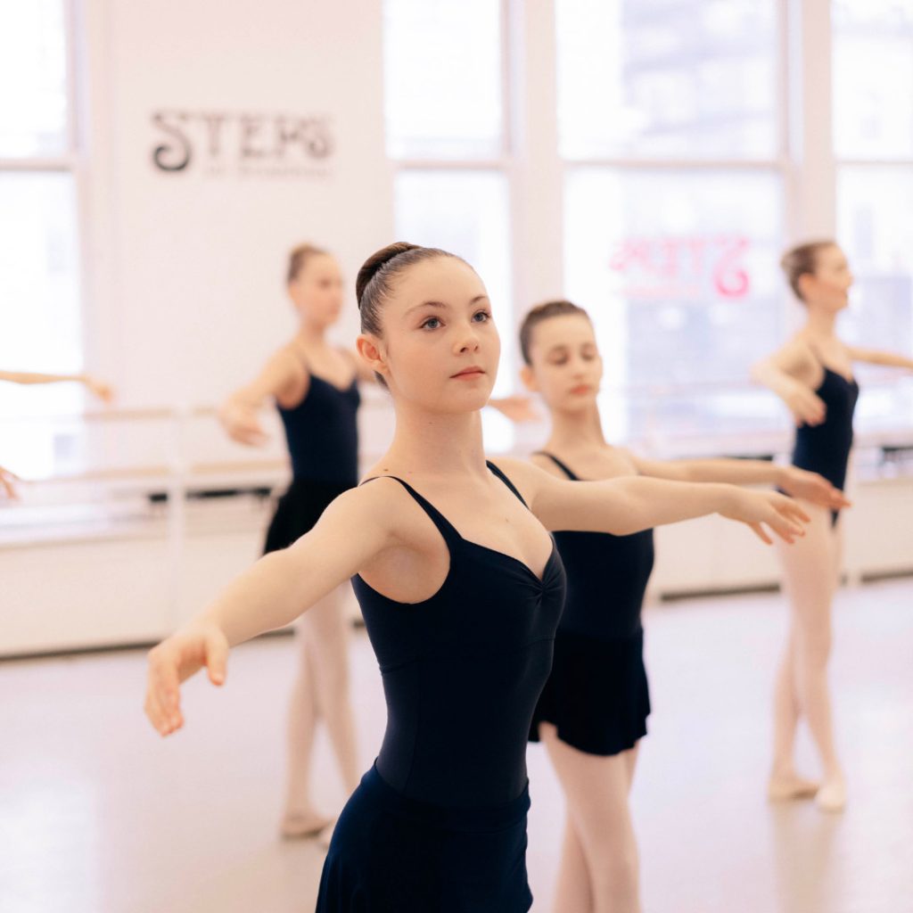 Steps Pre Pro division dance class getting ready to pirouette