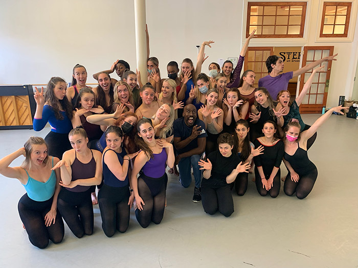 Group photo of excited Summer Study dance students in Steps' studio