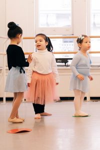 three young dancers in class at Steps Academy