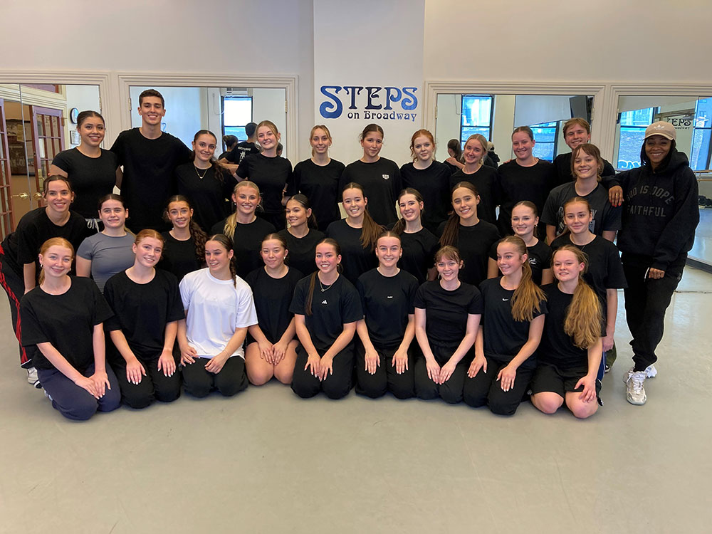 group dance class visit from Travel Gang Tours-Hunter School of Performing Arts with Eboni Osavio 4/18/25