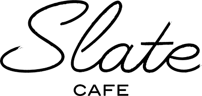 Slate cafe, script text logo